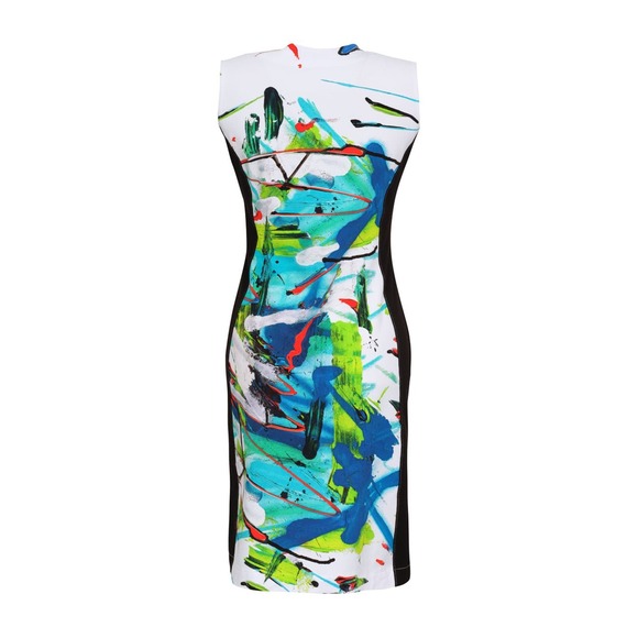 Dolcezza Women's V-neck Abstract Short Dress Size L Half Zip Sleeveless NWT - Picture 5 of 5